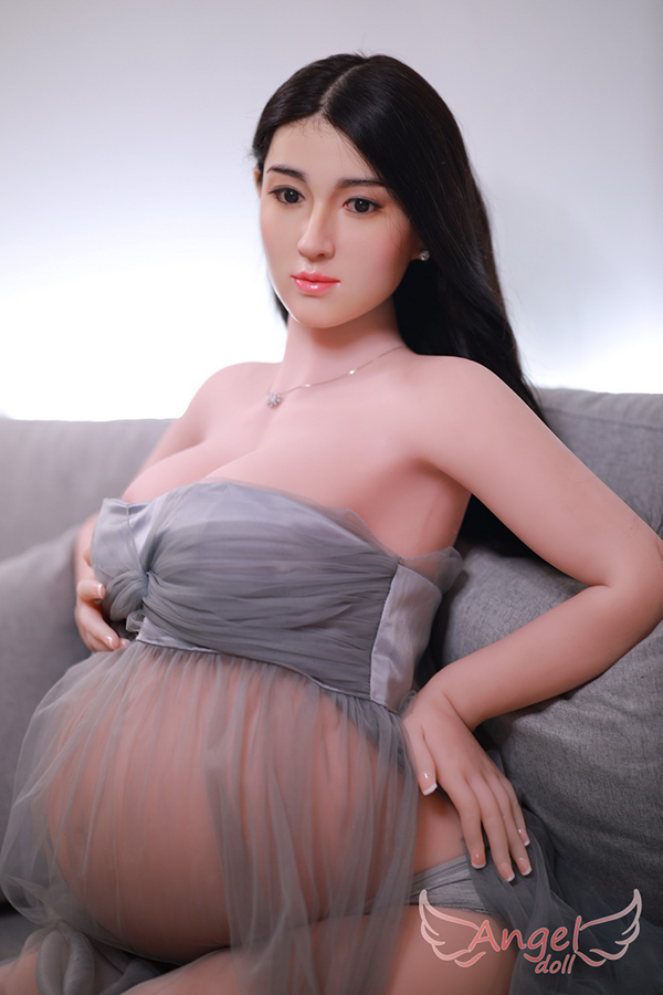 ブルネット アジア顔灰色レース160cm妊娠中リアルラブドール